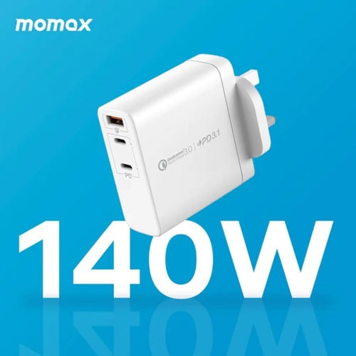 شاحن جداري بقوة 140 واط بمنفذين USB-C ومنفذ USB ما...