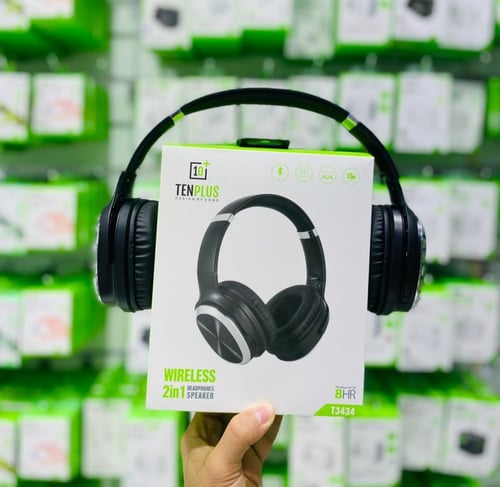 سماعة راس بلوتوث 2 في 1 أذن و اسبيكر تن بلس لون اس...