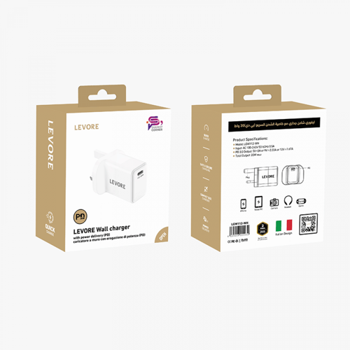 شاحن جداري ليفوري بمنفذ واحد 20W USB-C يدعم تقنية...