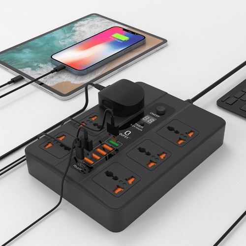 توصيلة كهرباء QUFEX كيوفكس 6 فتحات + 5منافذ USB +...