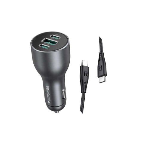 شاحن سيارة راف باور +كيبل تايب سي الى تايب سي بقوة...