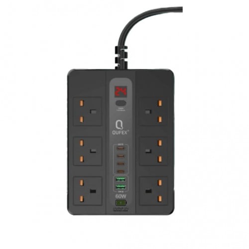توصيلة كهرباء QUFEX كيوفكس 6 فتحات + منفذين USB و...