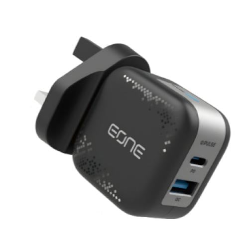 شاحن جداري بمنفذين بقوة إجمالي 48W يدعم تقنية الشح...