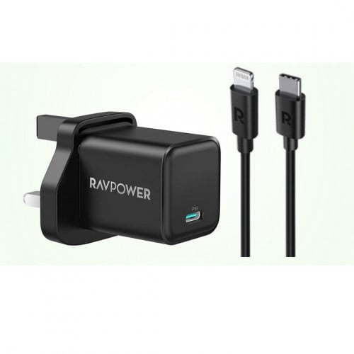 عرض شاحن جداري PD + كيبل ايفون PD راف باور