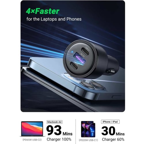 شاحن سيارة يوجرين بقوة 69 واط يدعم الشحن السريع PD