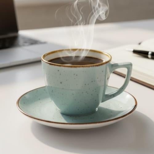 فنجان مع صحن بورسلين صيني