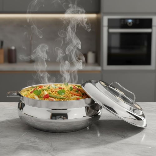 حافظة طعام مصنوعة من الستانلس ستيل - بدر هندي بلون...