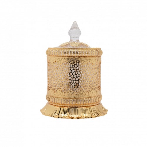علبة بخور زجاج ذهبي صيني