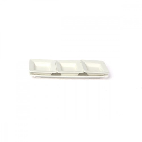 سكوالو - صحن (بورسلان) مستطيل 3 أقسام مع قاعدة بتص...