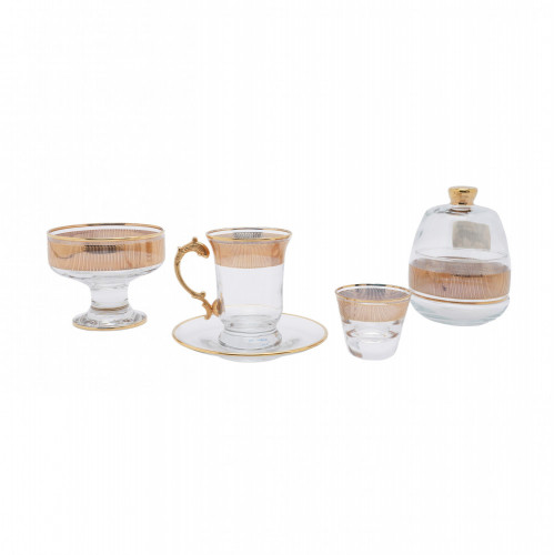 طقم شاي تركي ( 50 قطعة ) ذهبي LINES5/G