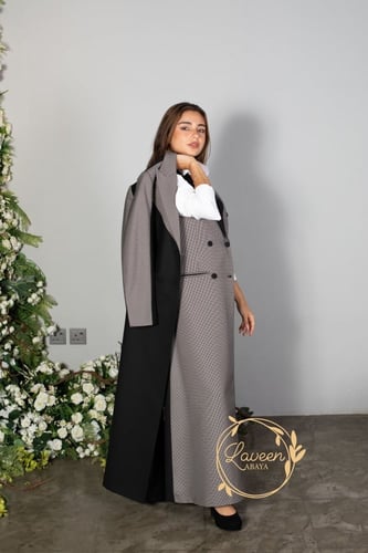 بليزر اسود رصاصي مربعات LA61