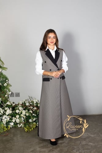 بليزر اسود رصاصي مربعات LA61