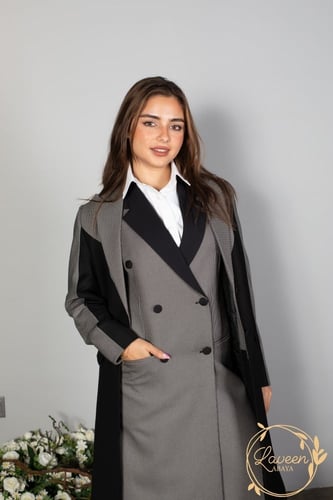 بليزر اسود رصاصي مربعات LA61