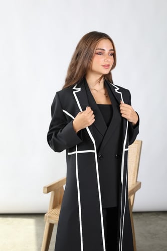 بليزر أسود بخطوط بيضاء LA52