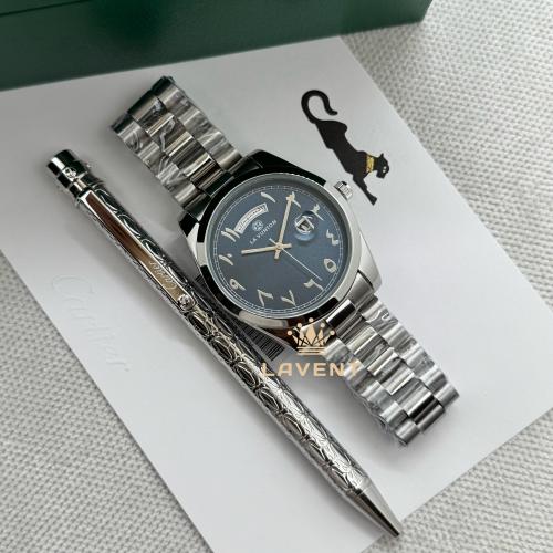 طقم ساعة شبيهة رولكس مع قلم كارتير