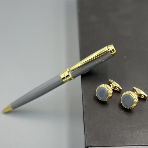 قـلم وكـبك باللون الذهبي والرصاصي