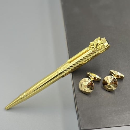 قـلم وكـبك باللون الذهبي