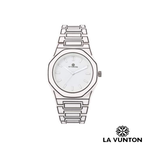 ساعة رجالية كاربون أبيض مخطط