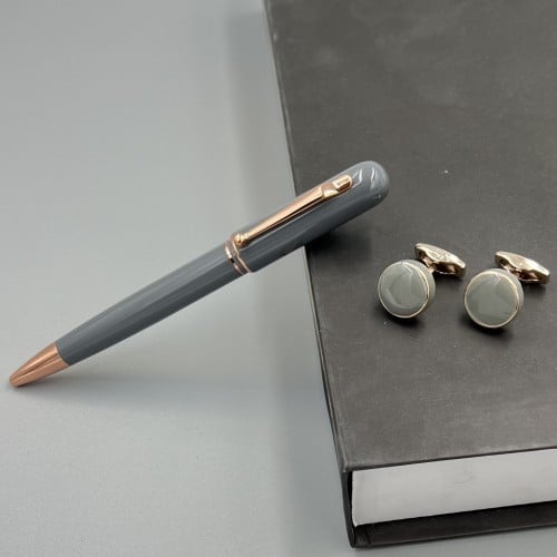 قـلم وكـبك باللون الرصاصي والبرونزي