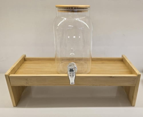 طقم طاولة جكات عصير زججي بقاعدة خشب