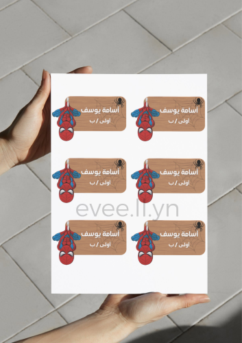 ملصقات اسامي سبايدر مان 6 حبات