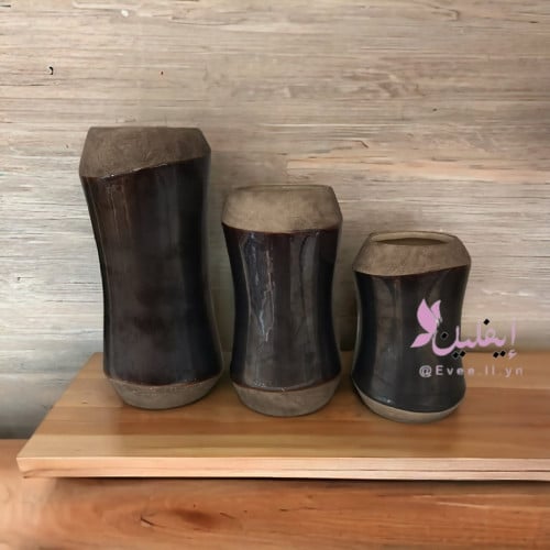 فازة ورود سراميك لون اسود لامع