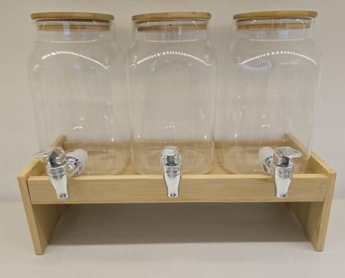 طقم طاولة جكات عصير زججي بقاعدة خشب