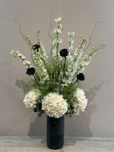 فازة الهيدرنجا والدلفنيوم الابيض