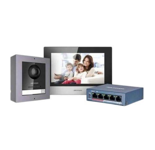 Intercom set Hikvision IP screen + camera + switch...