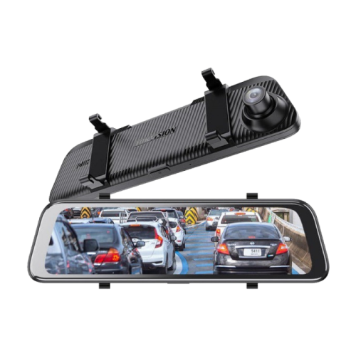 Dash cam Hikvision N6 front and rear with 1080P resolution, mounts on the front mirror