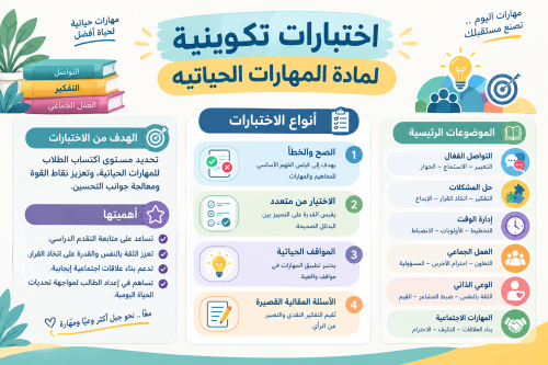 اختبار تكويني المهارات الحياتية الصف الثالث متوسط...