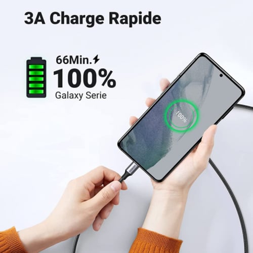 كيبل شحن قماشي من تايب سي إلى تايب سي 60 واط بطول...