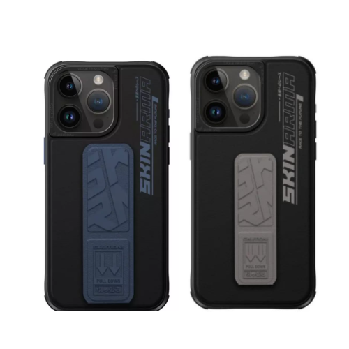 غلاف حماية جلدي مع مسكة مدمجة ايفون 15 - ازرق غامق...