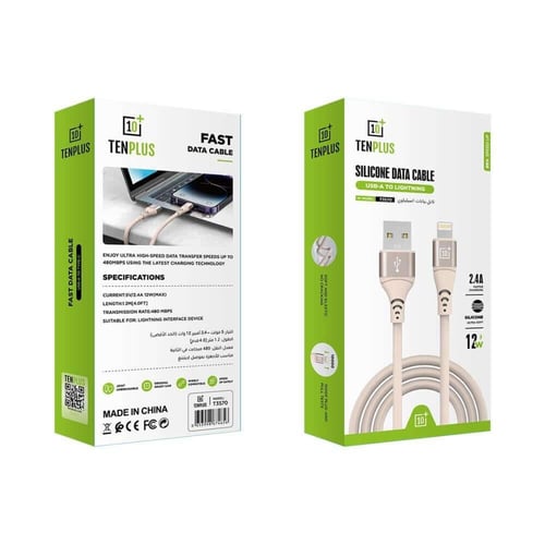 TENPLUS - كيبل سيليكون شحن من يو اس بي الى لايتينق...