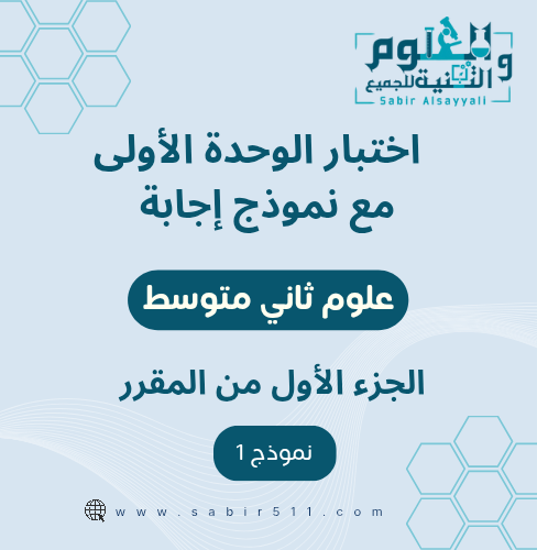 اختبار الوحدة الاولى 20 سؤال مع نموذج اجابة 2م ف1