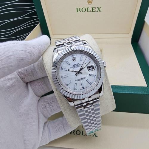 ساعة رولكس رجالي ستانلس ستيل ابيض