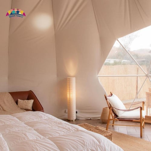 خيمة قبة دائرية نصف شفافة قطر 5 متر بباب من الأمام