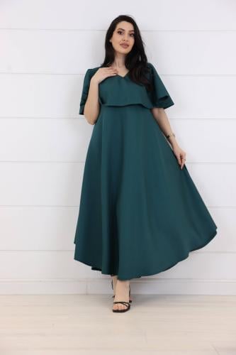 فستان كريب سادة - اخضر