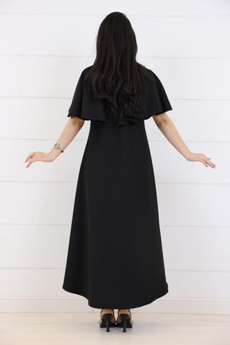 فستان كريب سادة - اسود