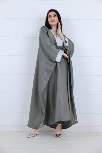 جلابية اورنجزا كلفة على شكل V واسع - زيتي