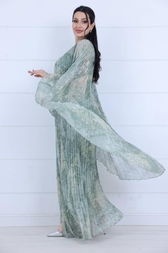 فستان شيفون مشجر بلاسيه طبقتين اكمام فراشة - تيفان...