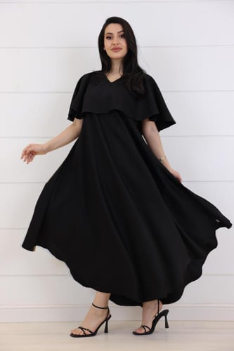 فستان كريب سادة - اسود