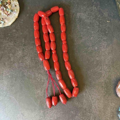 سبحة حجر المرجان البرميلي اليمني الطبيعي – طاقة ال...