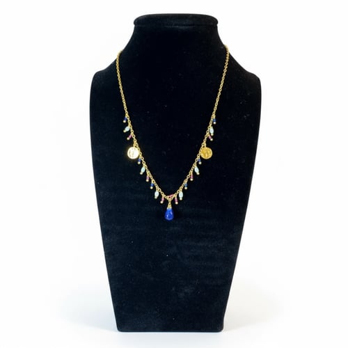 قلادة من الفضة 925 مطلية بالذهب مع حجر الزفير والل...