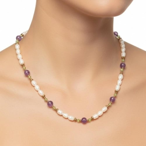 قلادة اللؤلؤ والأماثيست والزبرجد – تناغم طبيعي وأن...