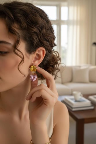 حلق الزفير الوردي والسترين فضة مطلية ذهب – أناقة م...