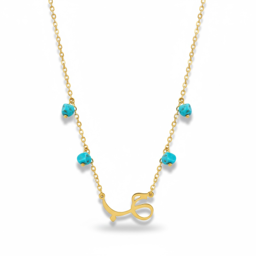 قلادة حب من الفضة 925 مطلية بالذهب مع أربعة مكعبات...