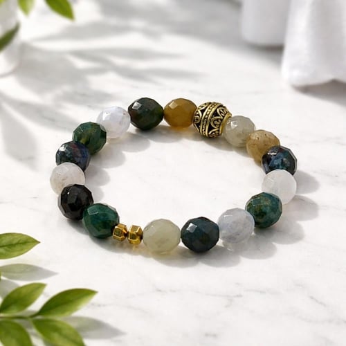 أسورة مطاطية من حجر عقيق موسى والهيماتيت – قوة، تو...