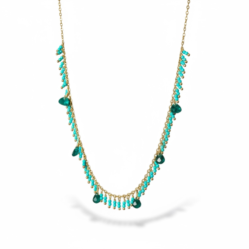 قلادة الفيروز والأفانتورين فضة مطلية ذهب – بساطة ط...