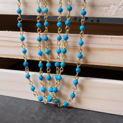 قلادة فضة مطلية بالذهب مع حجر الفيروز – أناقة ناعم...